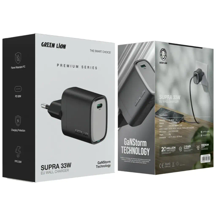 شارژر دیواری 33وات Supra Premium Series GaN گرین لاین
